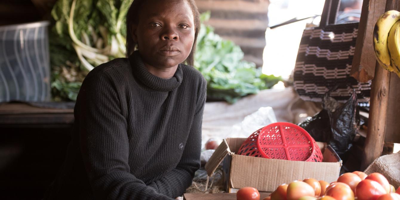 Mary Kwamboka,26, in her kiosk in Kawangware, Nairobi, Kenya. 2016. Photo Credit:Allan Gichigi/Oxfam Mary Kwamboka,26, in her kiosk in Kawangware, Nairobi, Kenya. 2016. Photo Credit:Allan Gichigi/Oxfam